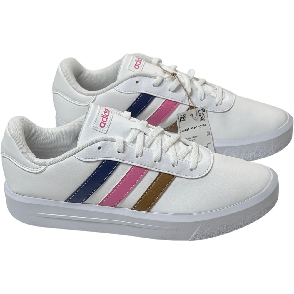 Adidas Court Platform Shoes / Sneakers - NEW Womens 8.5 Vanilla / Wht #47751-ZZ1 - Picture 3 of 5